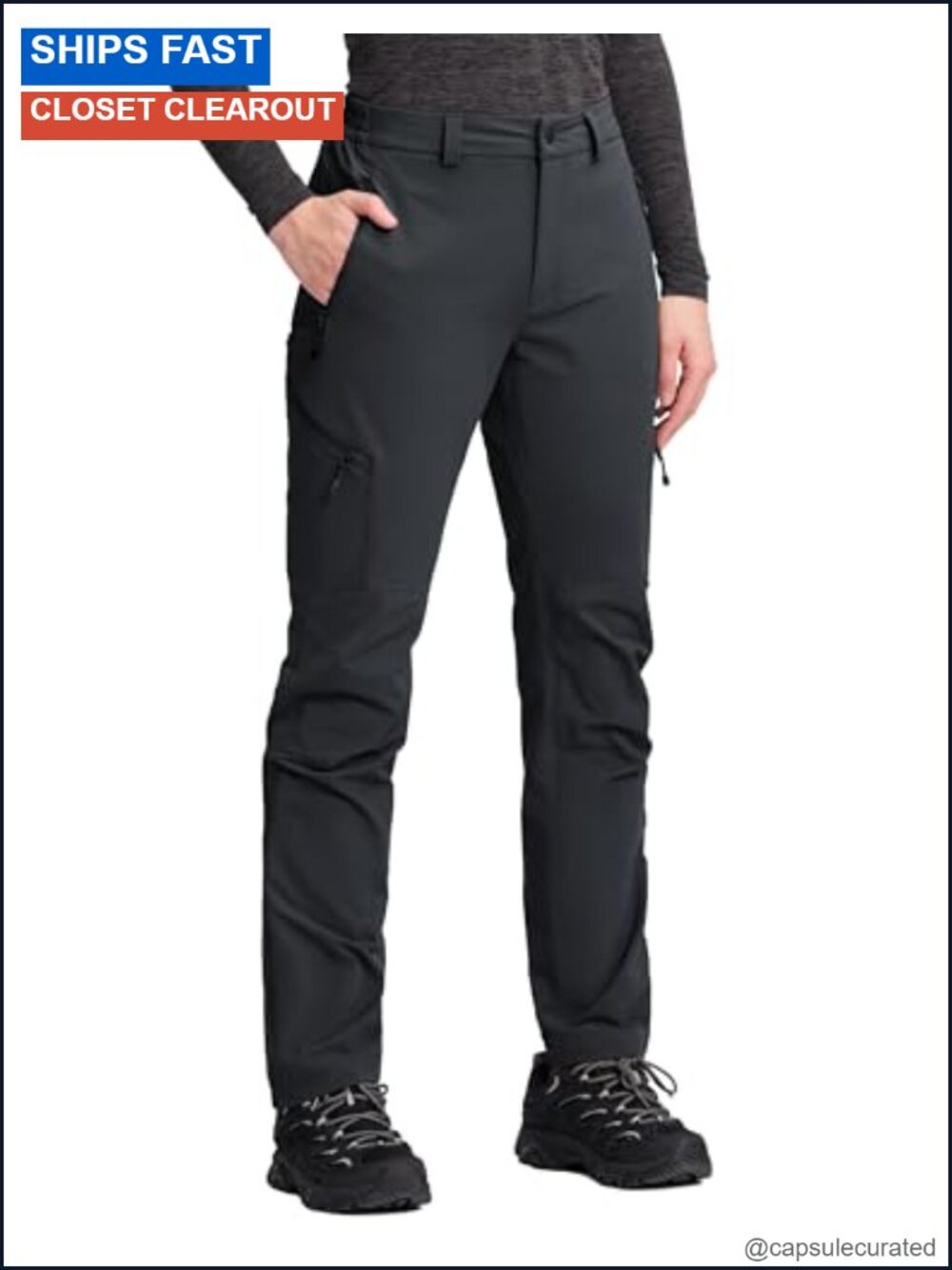 Women's Hiking Cargo Pants Water Resistant Ripstop Quick Dry 4 Zip Pockets